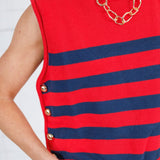 Newton Red + Navy Stripes Sweater Vest Entro