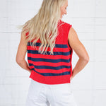 Newton Red + Navy Stripes Sweater Vest Entro