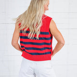 Newton Red + Navy Stripes Sweater Vest Entro