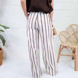 Justine White + Brown Stripe Wide Leg Pants
