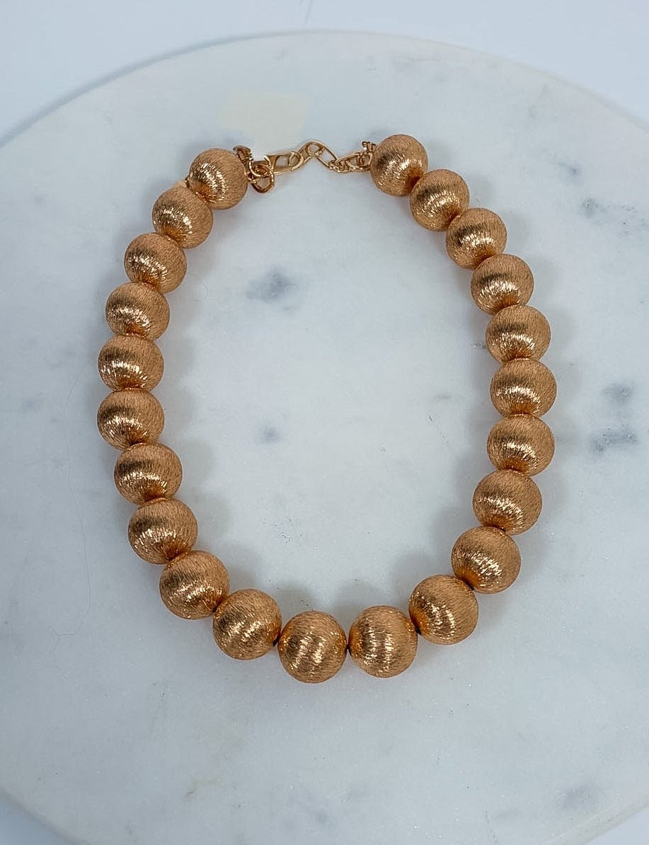 Nico Brushed Gold Ball Necklace