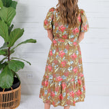 Nola Cinnamon Brown Floral Maxi Dress Entro