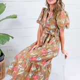 Nola Cinnamon Brown Floral Maxi Dress Entro
