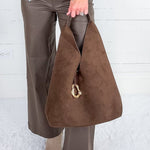 Noma Chocolate Suede Shoulder Bag