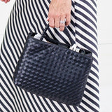 Nova Black Hand Woven Top Handle Bag