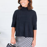 Nova Black Hand Woven Top Handle Bag
