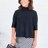 Nova Black Hand Woven Top Handle Bag
