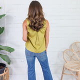 Tori Martini Olive Pleated Top