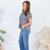 Olly Navy Micro Plaid Top