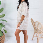 Ollie Oatmeal Check Pocket Shift Dress Karlie
