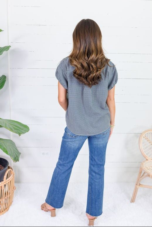 Olly Navy Micro Plaid Top