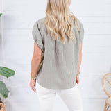 Olly Olive + Ecru Micro Plaid Top