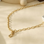 Open Front Gold Necklace With Hammered Oval Ring - A3 Accessories - Jewelry - Clover + Bee