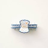 Orange and Blue Scalloped Claw Clip Gracefully Made Art