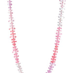 Necklace with pink and white beads on a white background