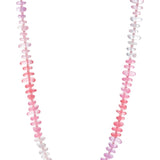 Necklace with pink and white beads on a white background