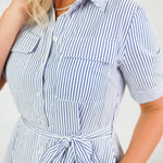 Oscar Navy + White Stripe Shirt Dress Allie Rose