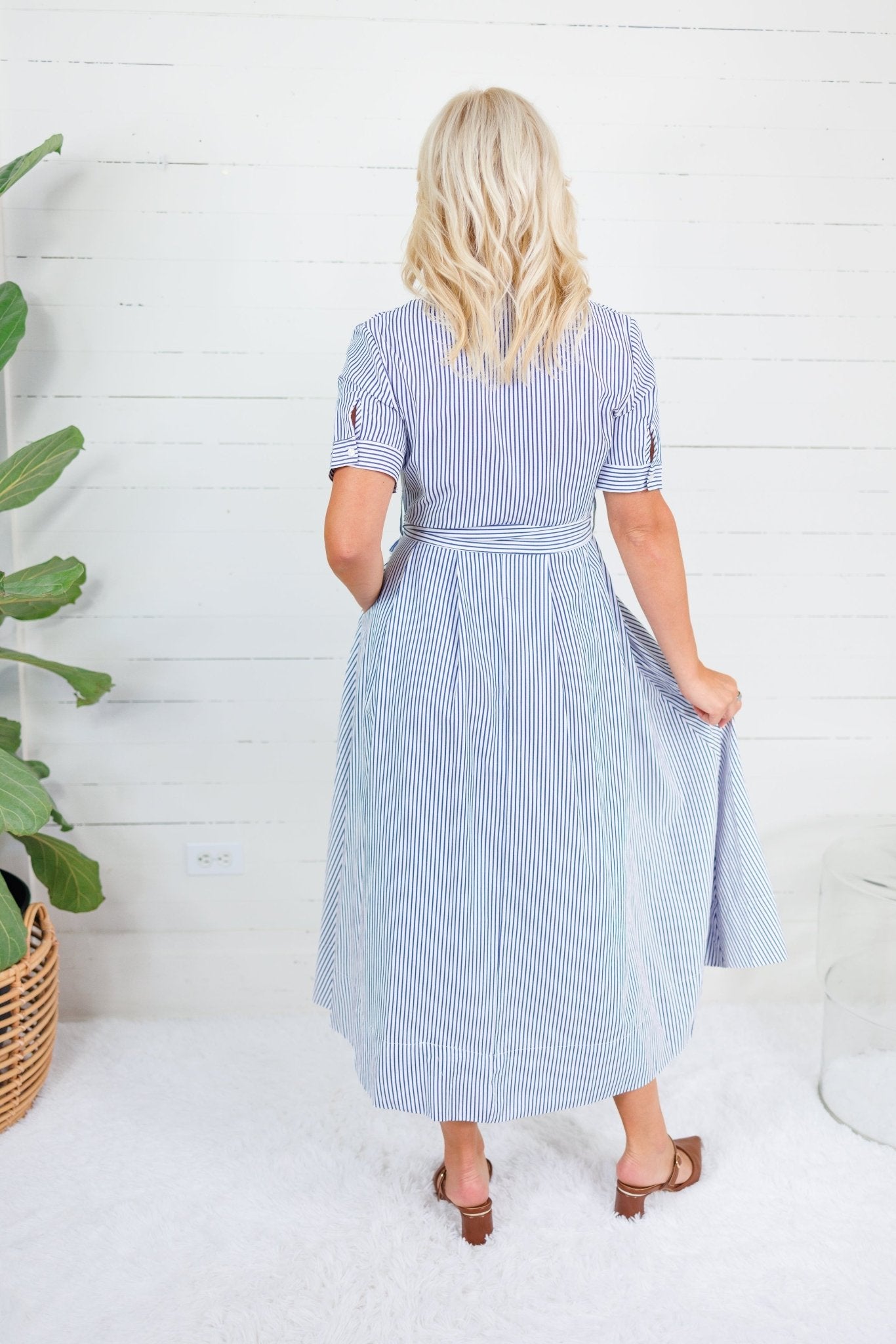 Oscar Navy + White Stripe Shirt Dress Allie Rose
