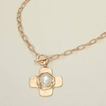 Oval Center Beaded Cross Pendant - A3 Accessories - Jewelry - Clover + Bee
