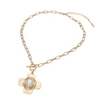 Oval Center Beaded Cross Pendant - A3 Accessories - Jewelry - Clover + Bee