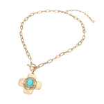 Oval Center Beaded Cross Pendant - A3 Accessories - Jewelry - Clover + Bee