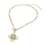 Oval Center Beaded Cross Pendant - A3 Accessories - Jewelry - Clover + Bee