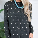 Paisley Charcoal Polka Dot Cardigan Compania Fantastica