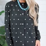 Paisley Charcoal Polka Dot Cardigan Compania Fantastica