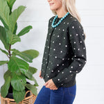 Paisley Charcoal Polka Dot Cardigan Compania Fantastica