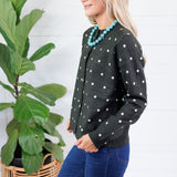 Paisley Charcoal Polka Dot Cardigan Compania Fantastica