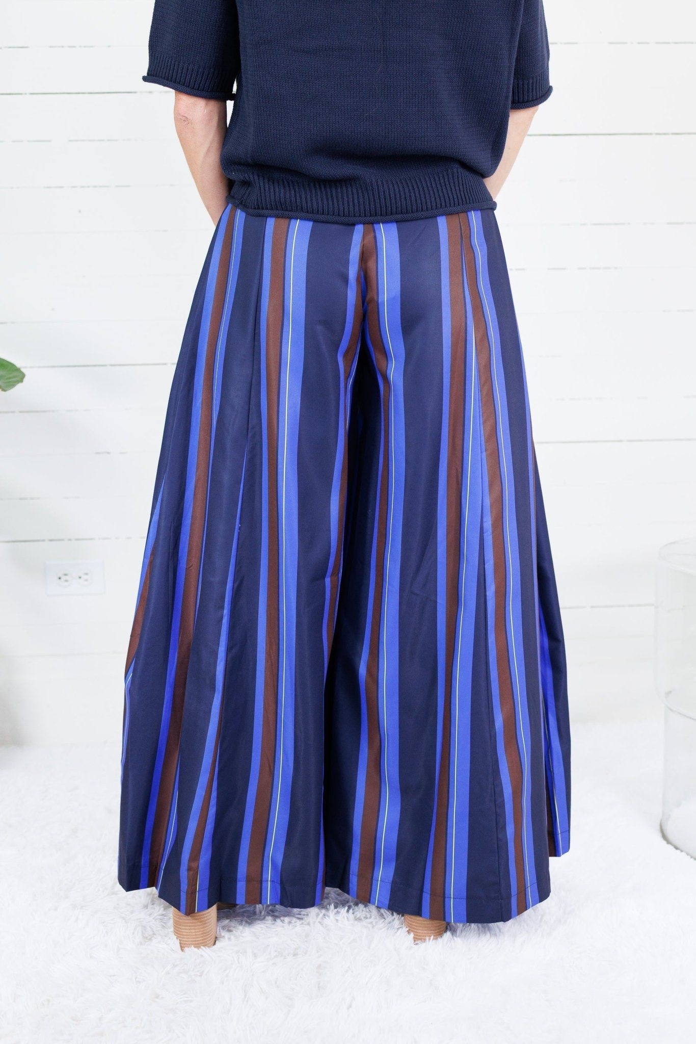 Paris Cobalt Stripe Palazzo Pants Glam