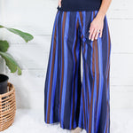 Paris Cobalt Stripe Palazzo Pants Glam