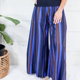 Paris Cobalt Stripe Palazzo Pants Glam