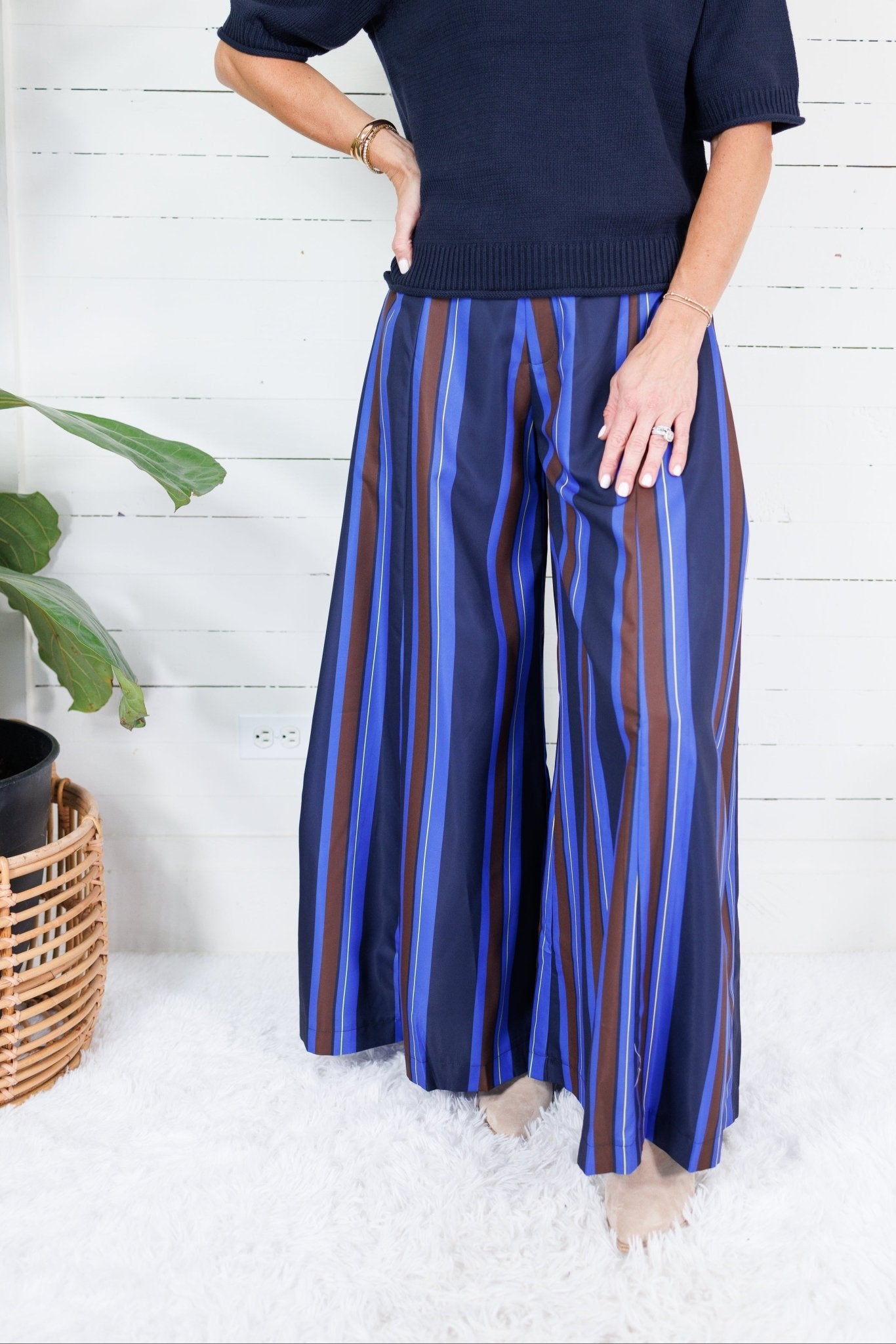 Paris Cobalt Stripe Palazzo Pants Glam