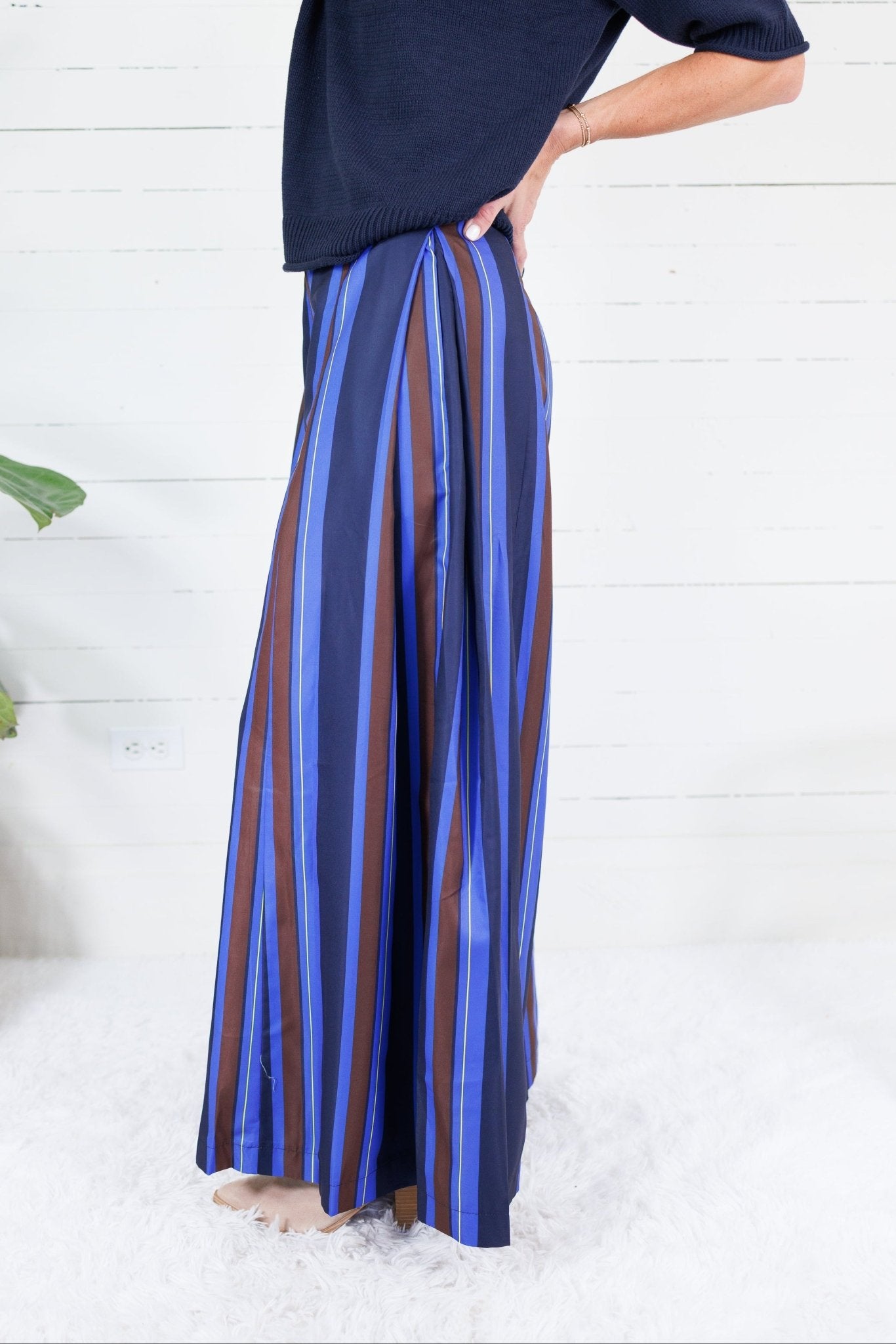 Paris Cobalt Stripe Palazzo Pants Glam