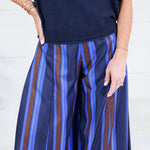 Paris Cobalt Stripe Palazzo Pants Glam
