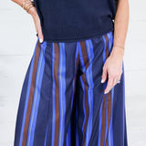 Paris Cobalt Stripe Palazzo Pants Glam