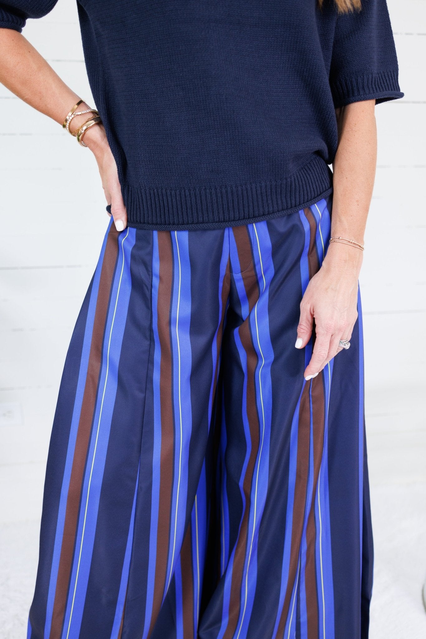 Paris Cobalt Stripe Palazzo Pants Glam