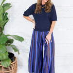 Paris Cobalt Stripe Palazzo Pants Glam