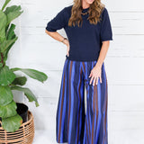 Paris Cobalt Stripe Palazzo Pants Glam