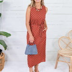 Parker Rust + White Dotty Maxi Dress