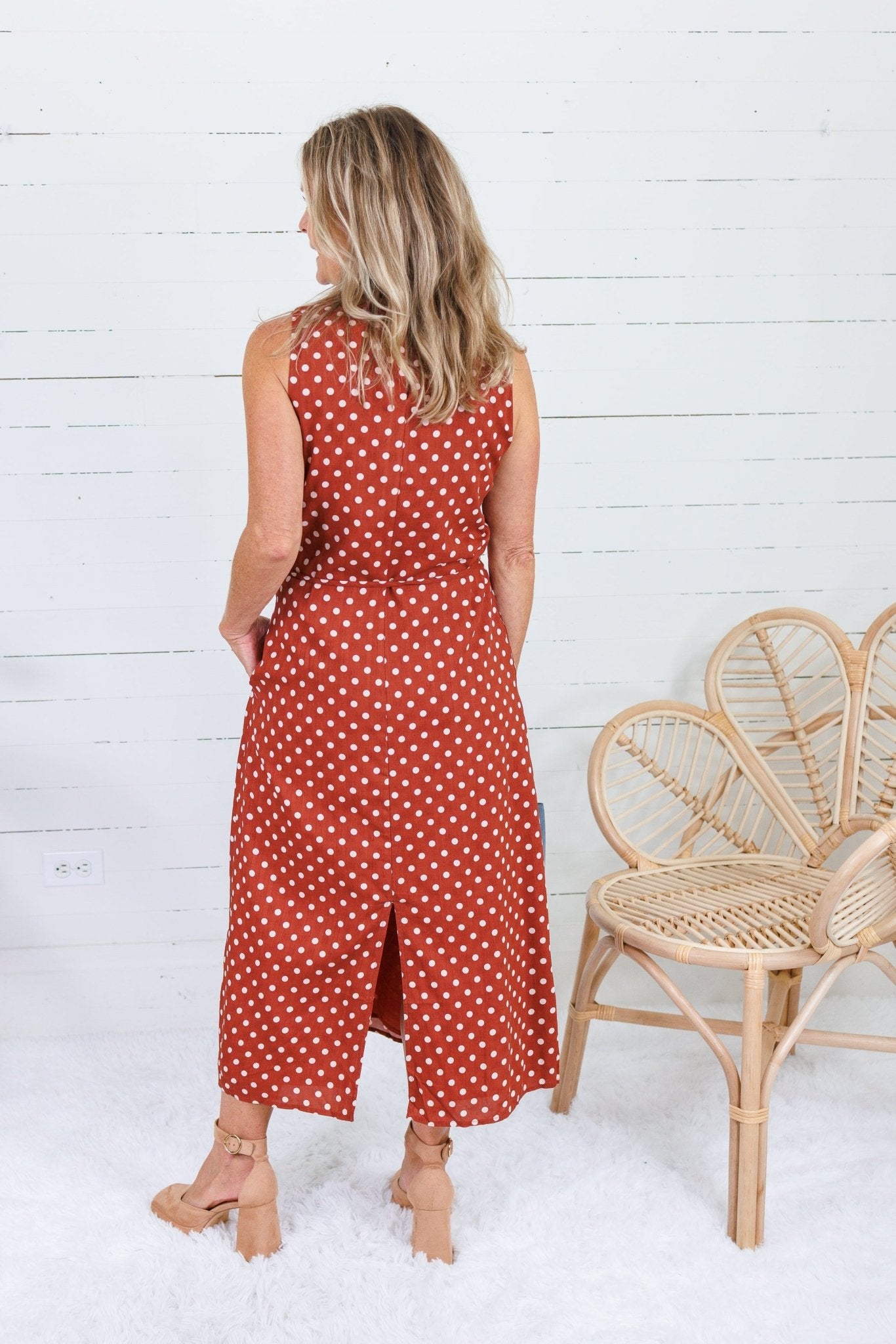 Parker Rust + White Dotty Maxi Dress