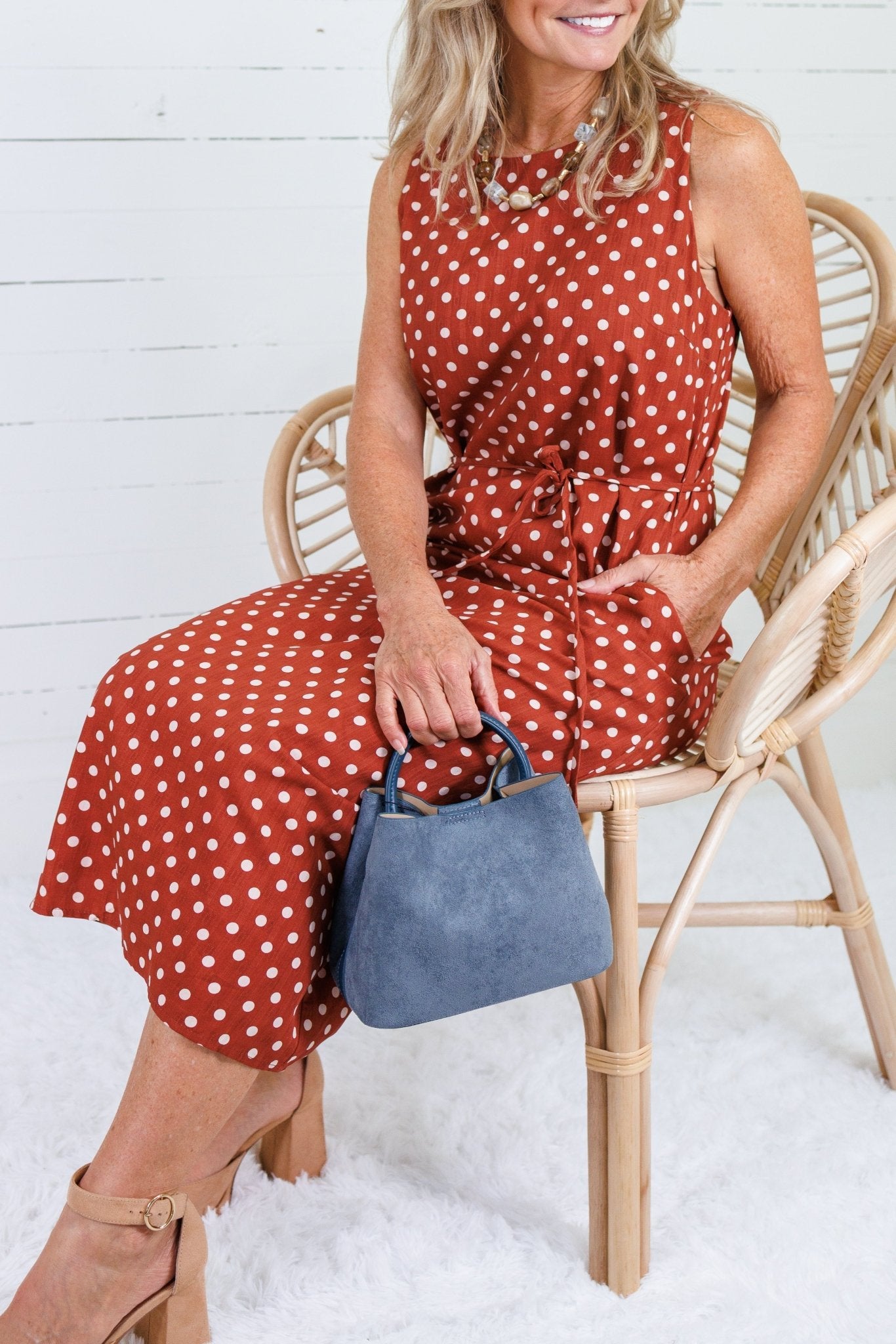 Parker Rust + White Dotty Maxi Dress