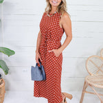 Parker Rust + White Dotty Maxi Dress
