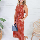 Parker Rust + White Dotty Maxi Dress