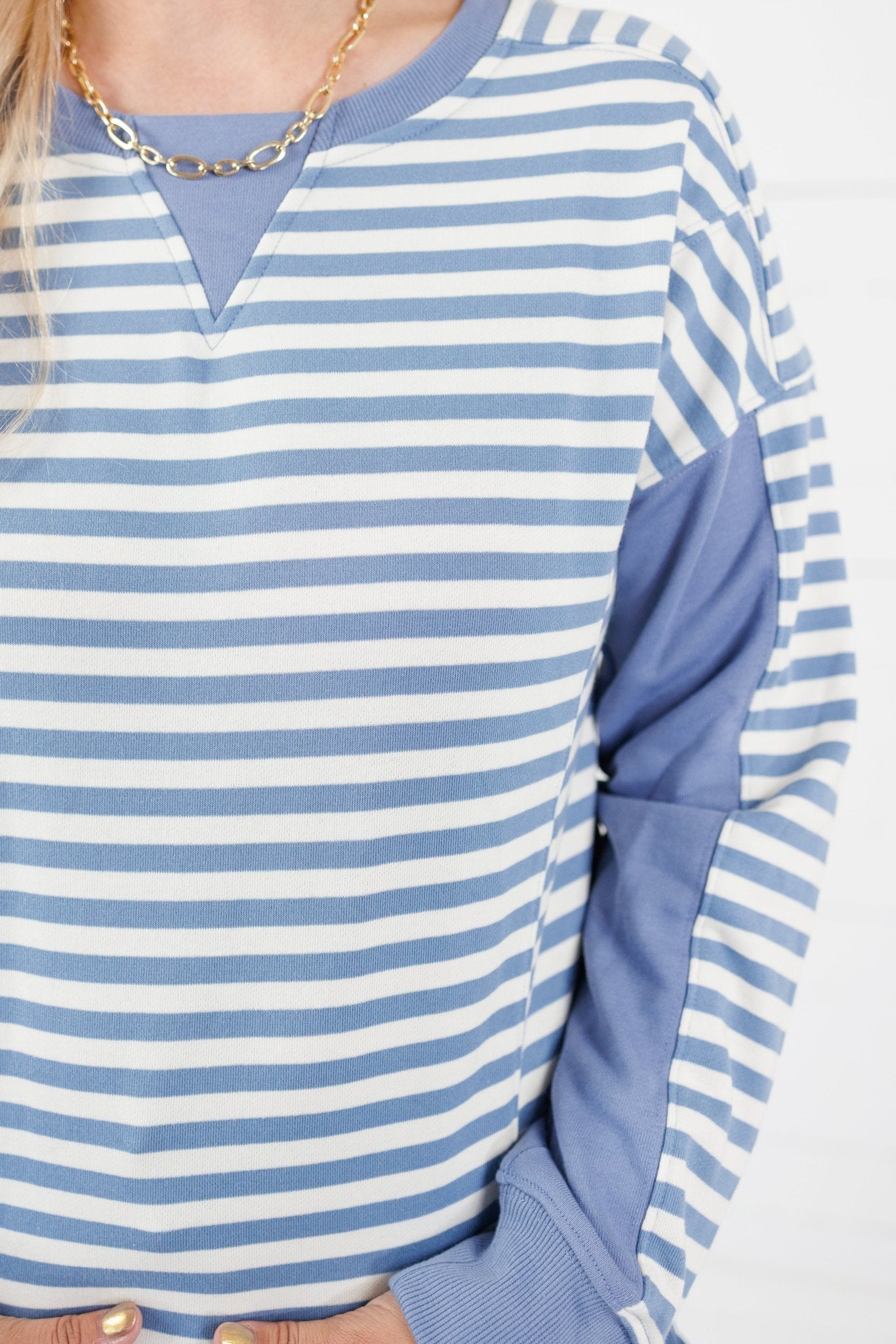 Parsons French Blue + Ivory French Terry Top Staccato