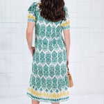 Parton Golden + Green Eyelet Dress