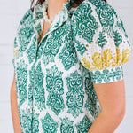 Parton Golden + Green Eyelet Dress