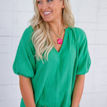 Parton Kelly Green Gauze Mini Dress Elan