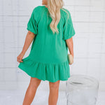 Parton Kelly Green Gauze Mini Dress Elan